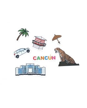 Cancún, Quintana Roo - Pack De 7 Calcomanías - Hotel Riu - Jaguar
