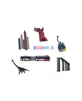 Estado de México - Pack De 7 Calcomanías - EDOMEX - Torres de Satélite - Mexibús - Mexicable - Neza