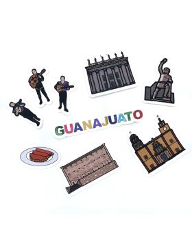 Guanajuato - Pack De 9 Calcomanías - Basílica - Teatro Juárez - Alhóndiga de Granaditas