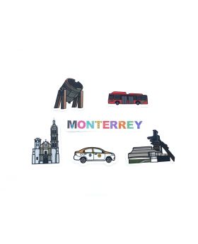 Monterrey, Nuevo León - Pack De 6 Calcomanías - Parque Fundidora - Catedral Metropolitana