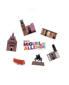 San Miguel De Allende, Guanajuato - Pack De 7 Calcomanías