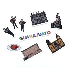 Guanajuato - Pack De 9 Calcomanías - Basílica - Teatro Juárez - Alhóndiga de Granaditas